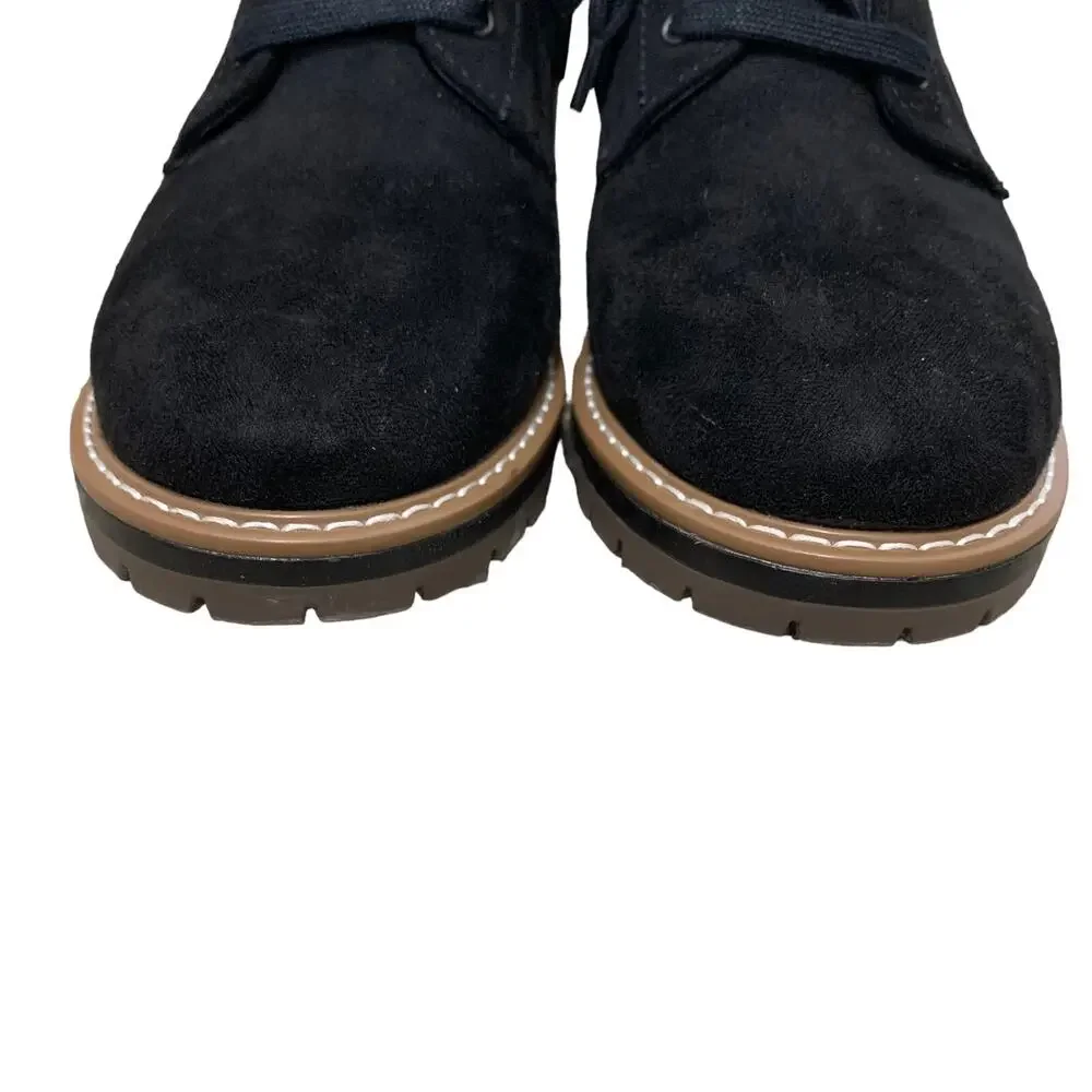 Kensie Faux Suede Kasha Heeled Lace Up Ankle Booties Women's Sz 8M Black